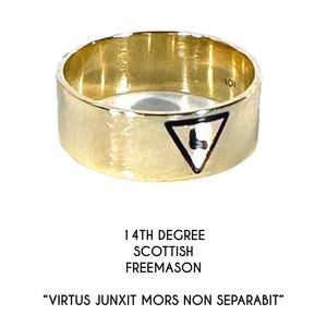 10KT FREEMASON WEIGHTY WIDE 14TH DEGREE SCOTTISH VINTAGE COLLECTIBLE BAND RING